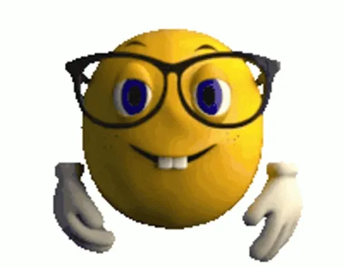 Gif of nerd emoji pushing glasses up.